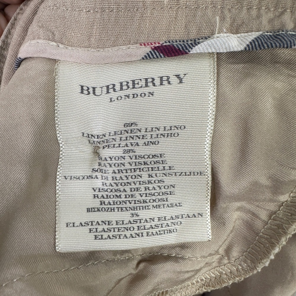 Burberry Pants Women 8 Brown Linen Blend Wide Leg Quiet Luxury Minimalist Career - Picture 6 of 8